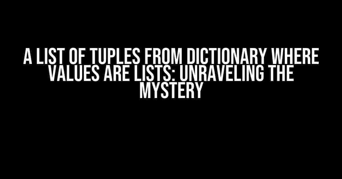 A List of Tuples from Dictionary where Values are Lists: Unraveling the Mystery