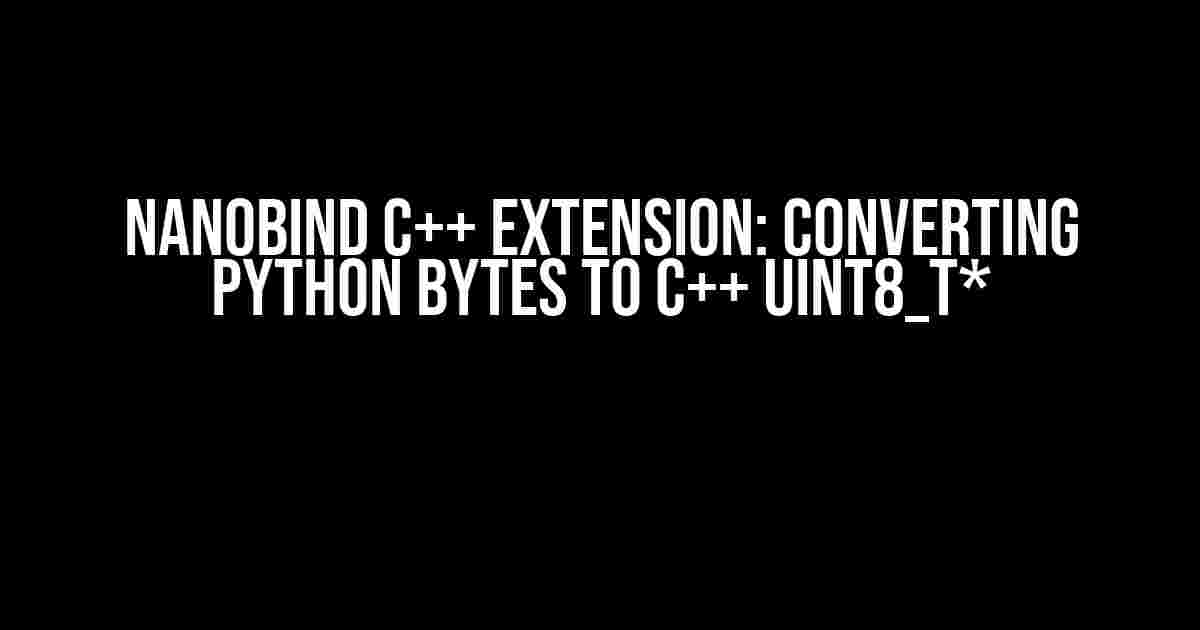 Nanobind C++ Extension: Converting Python bytes to C++ uint8_t*